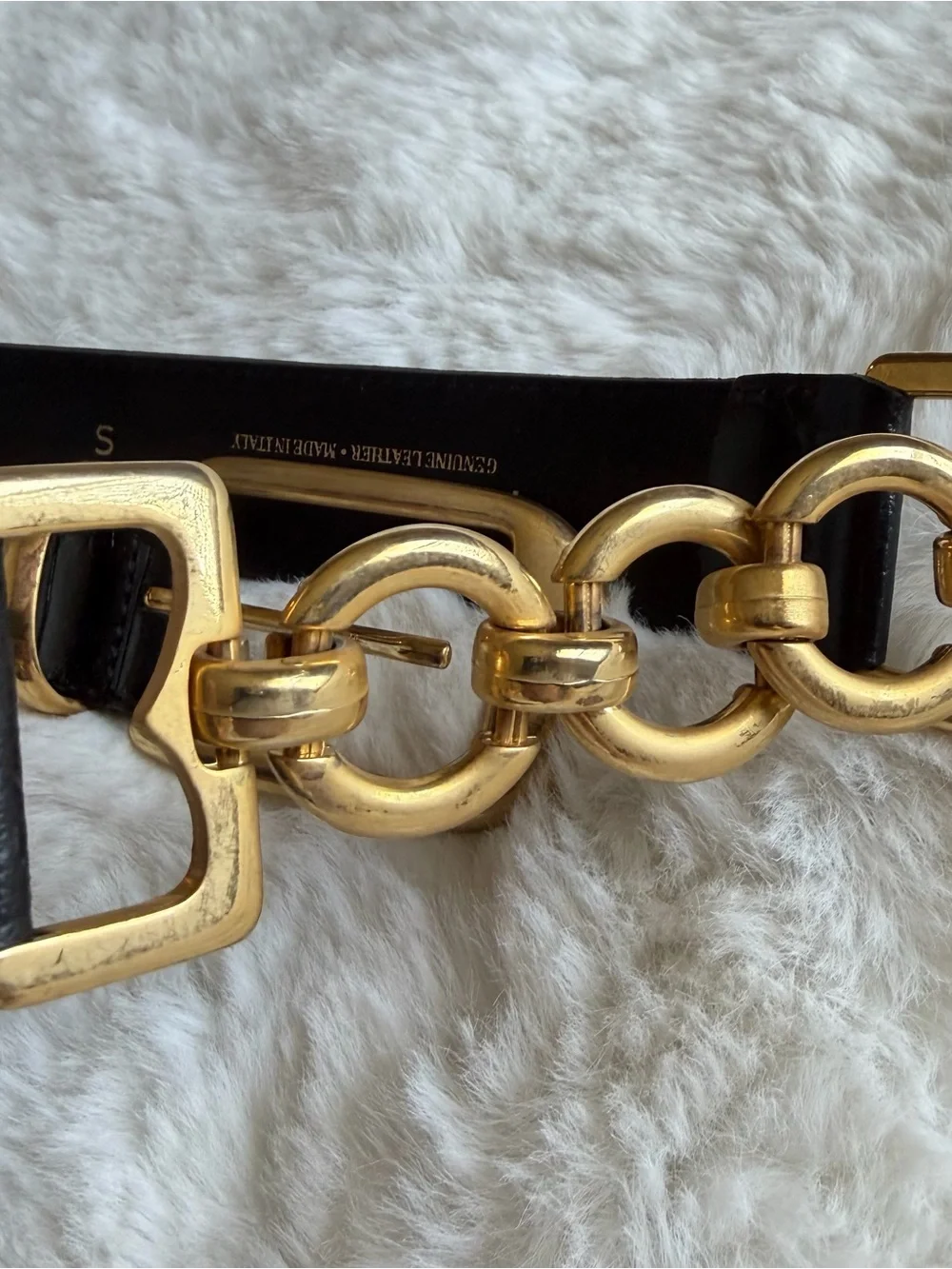 The Limited Black Genuine Leather Chain Belt Gold Hardware Size S Made Italy